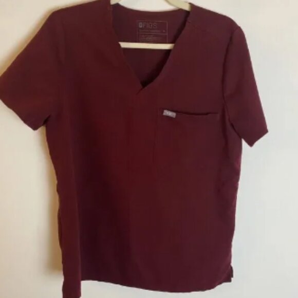 Figs Tops - Figs Technical Catrina Scrub Top Shirt‎ Womens Medium Red Pocket V-Neck Stretch
